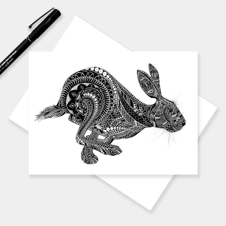 Pia Elliot Illustrated Hare Art Card