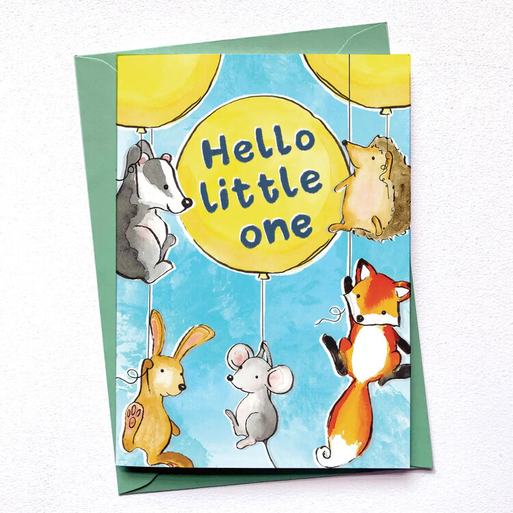 Alexia Claire 'Hello Little One' Watercolour Animal Card