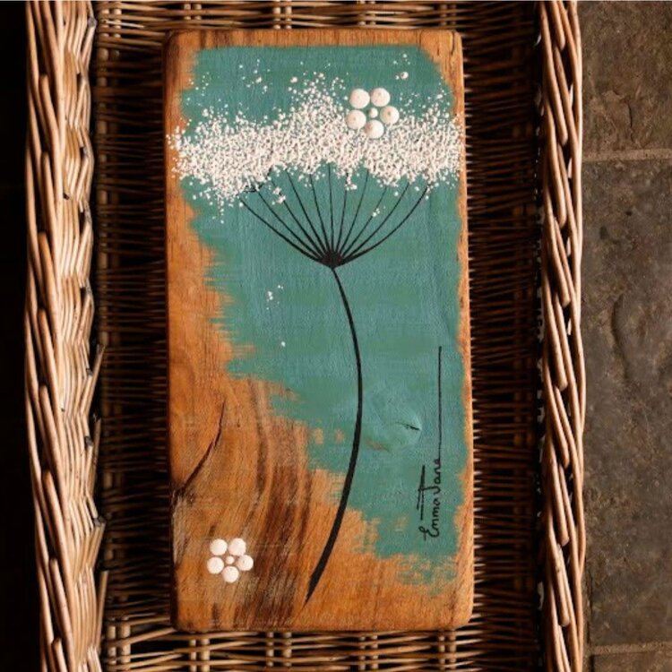 Emma Jane Small Teal Painted Rustic Wood - S293