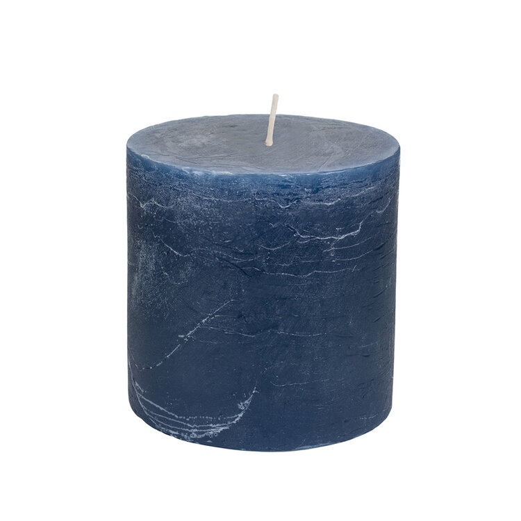Grand Illusions Inky Blue Rustic Pillar Candle