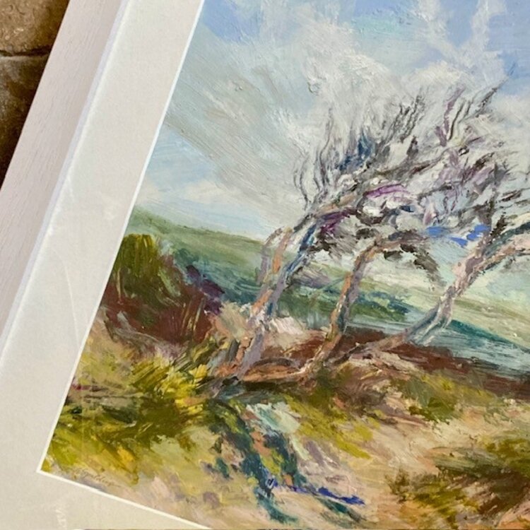 Eleanor Spalding 'Studland Dunes Tree' Oilstick & Oilpastel Framed Original