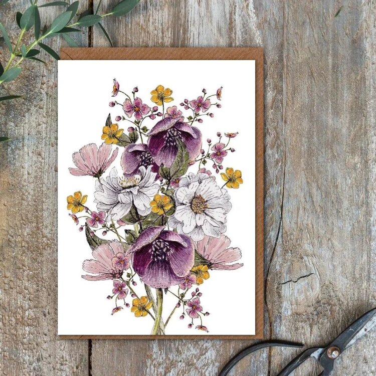 Toasted Crumpet 'Amethyst' Floral Bouquet Card