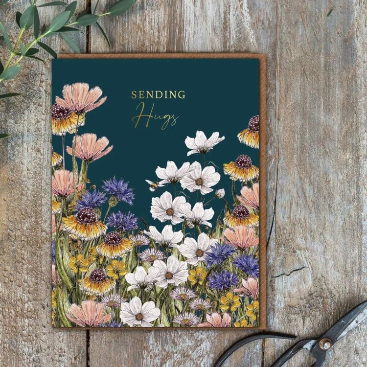 Toasted Crumpet 'Sending Hugs' Floral Illustrated Card