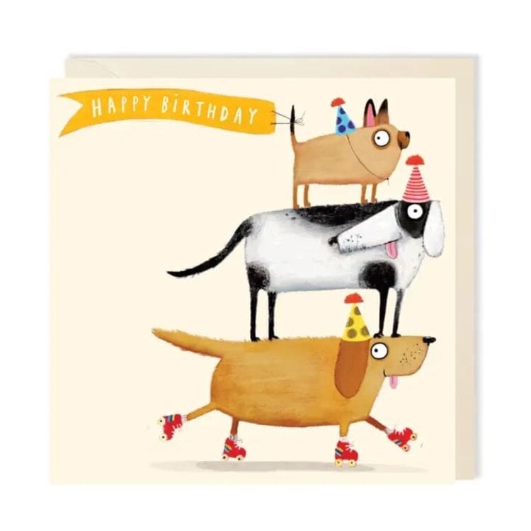 Charley Rabbit Skating Dogs Birthday Card