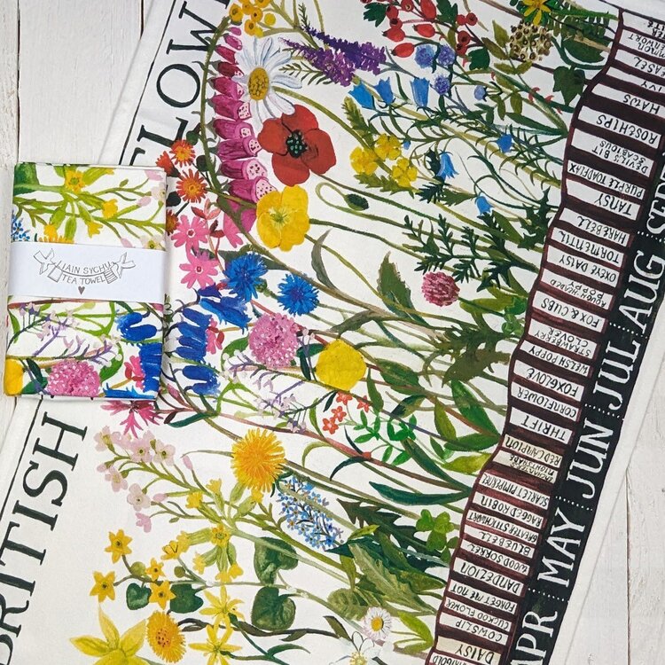 Driftwood Designs British Wildflowers Tea Towel