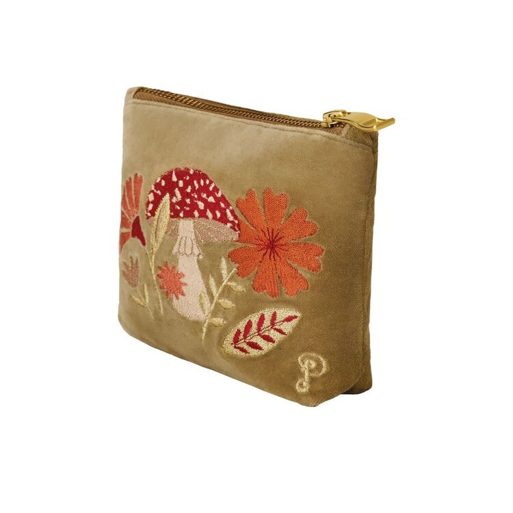 Powder Mini Green Velvet Toadstool Pouch
