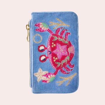 Powder Velvet Seafaring Crab Card Holder/Purse