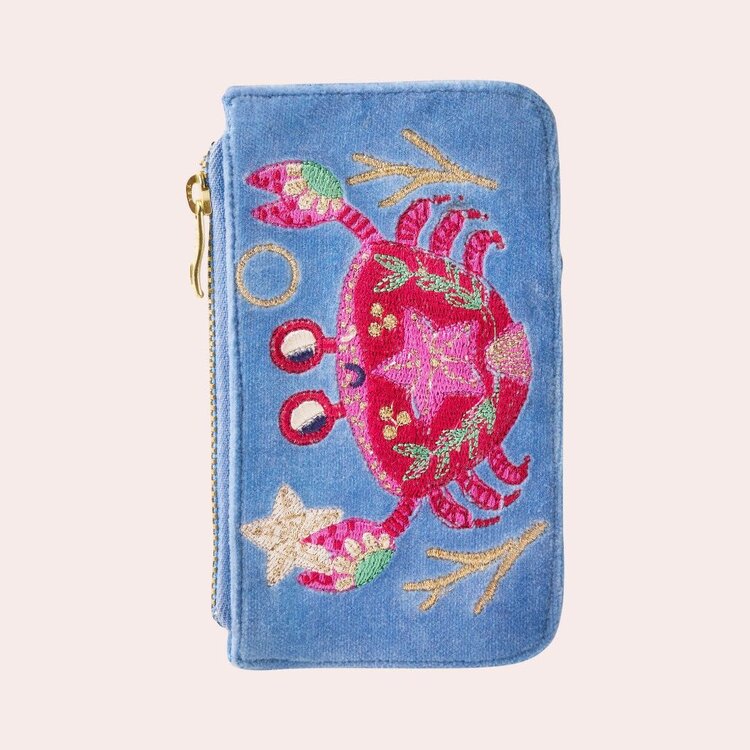 Powder Velvet Seafaring Crab Card Holder/Purse