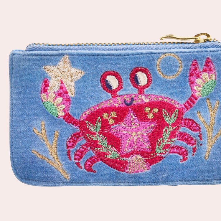 Powder Velvet Seafaring Crab Card Holder/Purse