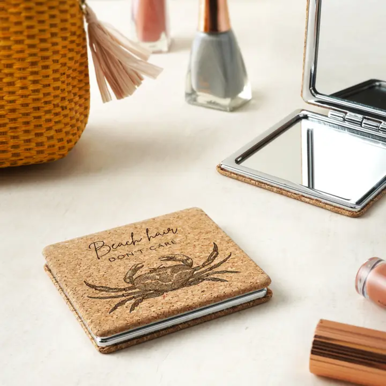 CGB Giftware 'Beach Hair Don't Care' Cork Compact Mirror
