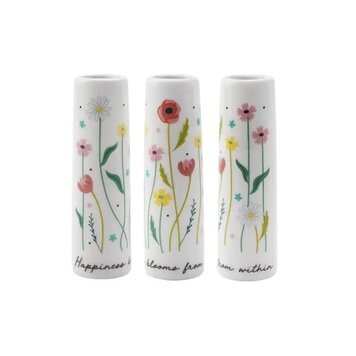 CGB Giftware 'Happiness Blooms From Within' Ceramic Bud Vase