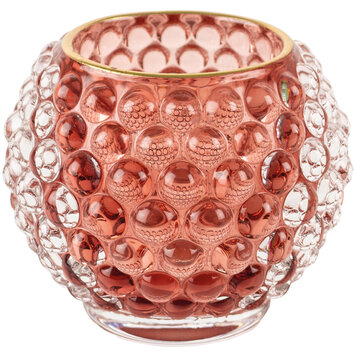 Grand Illusions Bubble Glass Votive Dusky Rose Medium