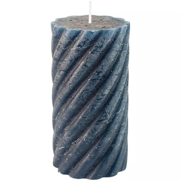 Grand Illusions Medium Rustic Twisted Inky Blue Pillar Candle