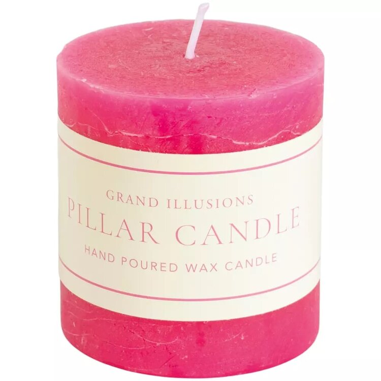 Grand Illusions Fuchsia Pink Rustic Pillar Candle Small