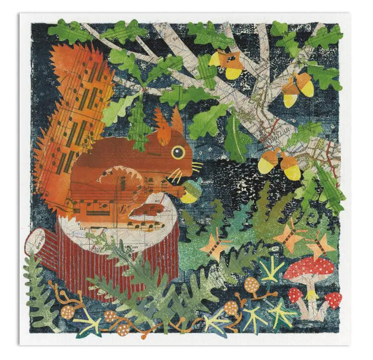 Emma Ball Red Squirrel & Toadstools Greeting Card