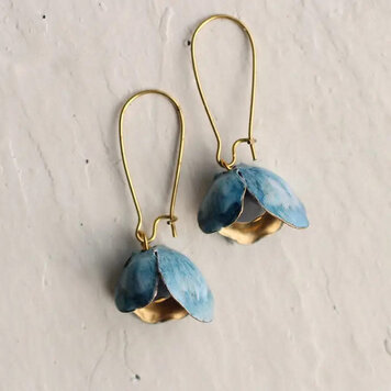 Silk Purse, Sow's Ear Bluebell Dangle Earrings