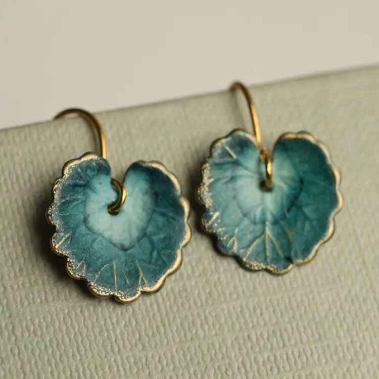 Silk Purse, Sow's Ear Navy Blue Leaf Earrings
