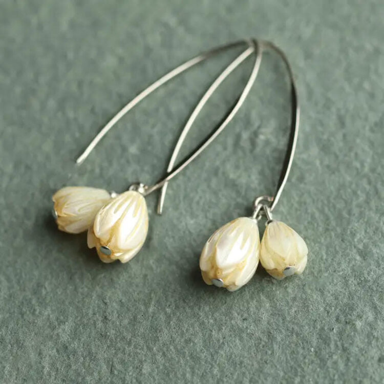 Silk Purse, Sow's Ear Pearl Snowdrop Dangle Earrings