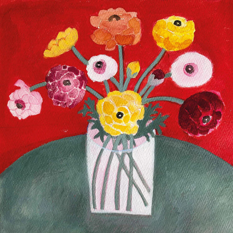 Dry Red Press 'Bright Flowers' Art Card