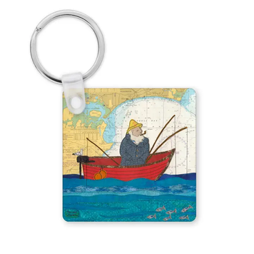 Hannah Wisdom Textiles 'Fishing At Poole' Melamine Keyring