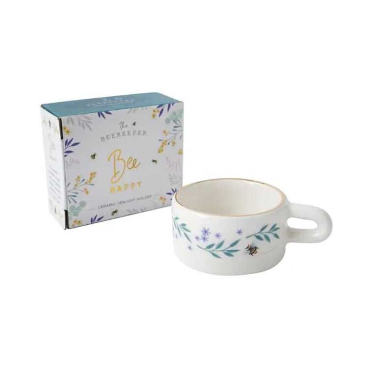 The Beekeeper 'Bee Happy' Ceramic Tealight