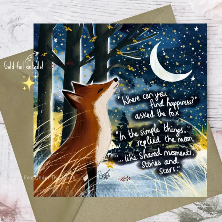 Fox Under The Moon 'Happiness' Fox Card