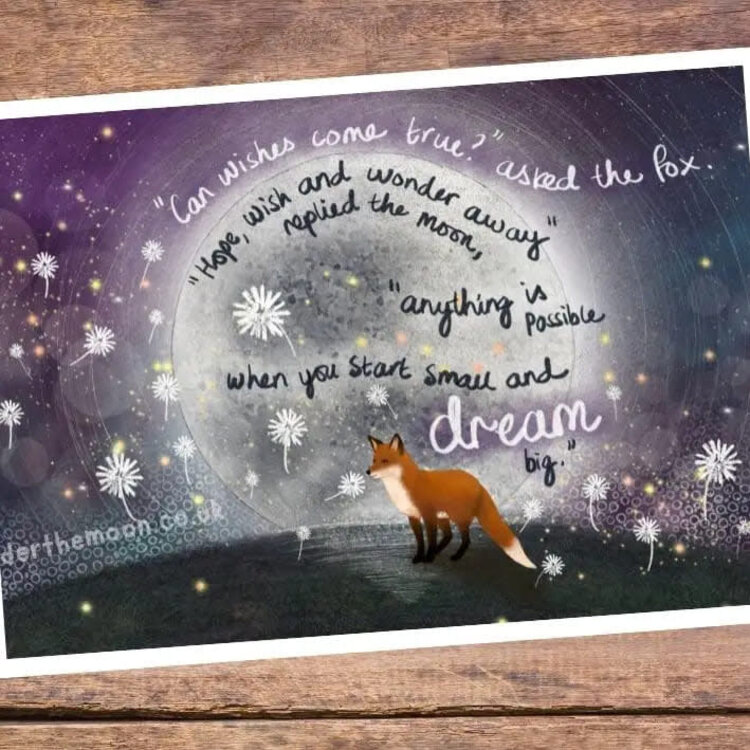 Fox Under The Moon 'Wishes' Fox A4 Print