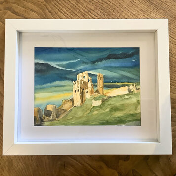 Derek Murray 'Corfe Castle Blues' Watercolour Original