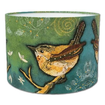 Dawn Maciocia Wren On Aqua Lampshade 20cm-
