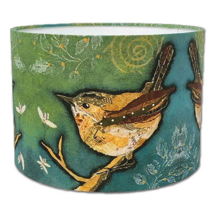 Dawn Maciocia Wren On Aqua Lampshade 20cm-
