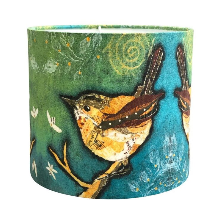 Dawn Maciocia Wren On Aqua Lampshade 20cm-