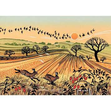 Green Pebble 'Leaping The Field' Card
