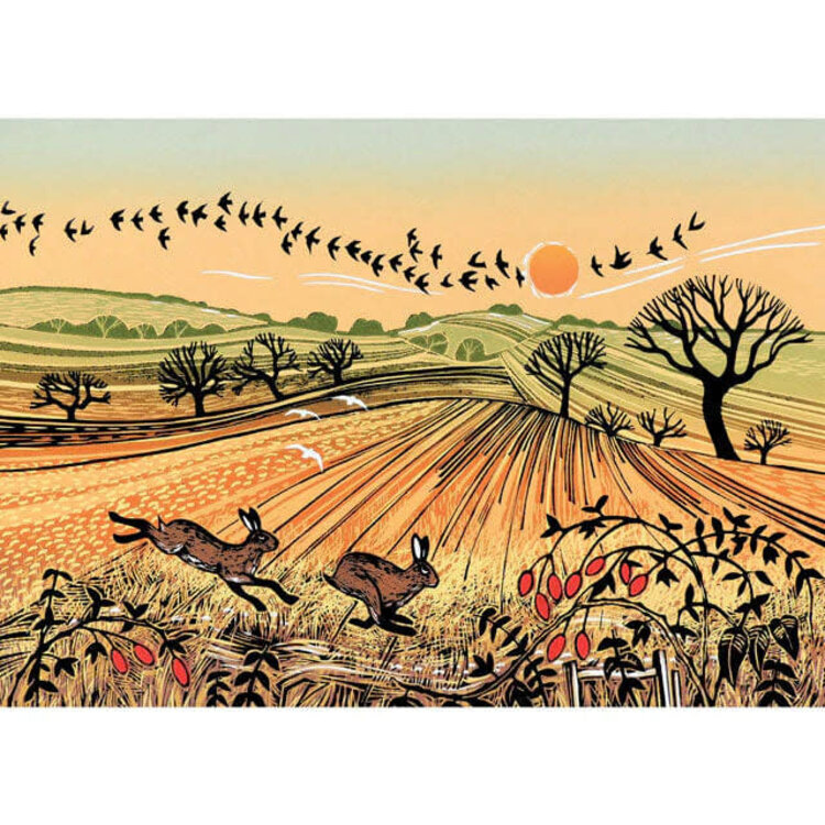 Green Pebble 'Leaping The Field' Card
