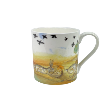 Heaven Scent Jumping Hare Illustrated Bone China Mug