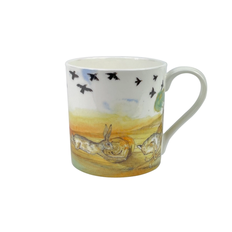 Heaven Scent Jumping Hare Illustrated Bone China Mug