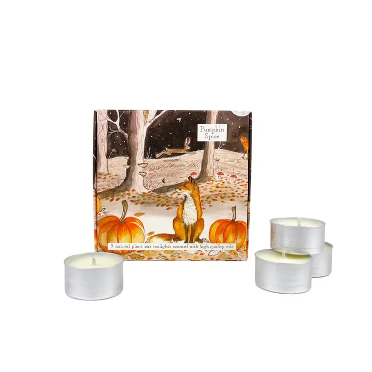 Heaven Scent Box Of Tealights- Fox & Pumpkins [Pumpkin Spice]