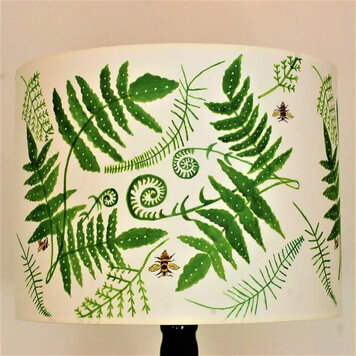 Jarapa 'Fern & Bee' Printed Lampshade- White 10"