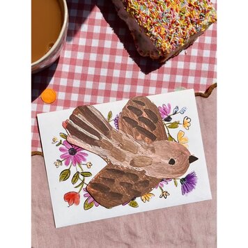 Laura Skilbeck Swooping Bird Card with Floral Wreath Envelope