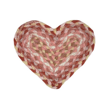 The Braided Rug Company Organic Jute Heart Coaster Coral