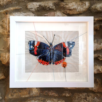 Suzy Wright Embroidered Butterfly Original - Red Admiral