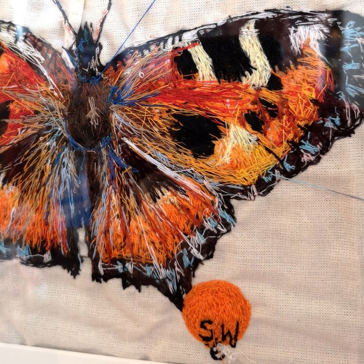 Suzy Wright Embroidered Butterfly Original - Tortoiseshell
