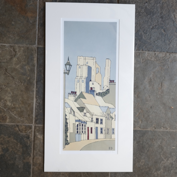 Ed Marriott Pale Blue Corfe Castle 'West Street I' Acrylic Print - Various Sizes