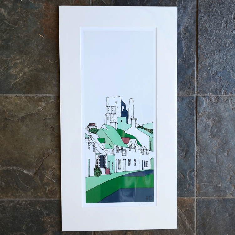 Ed Marriott Green Corfe Castle 'West Street II' Acrylic Print - Large