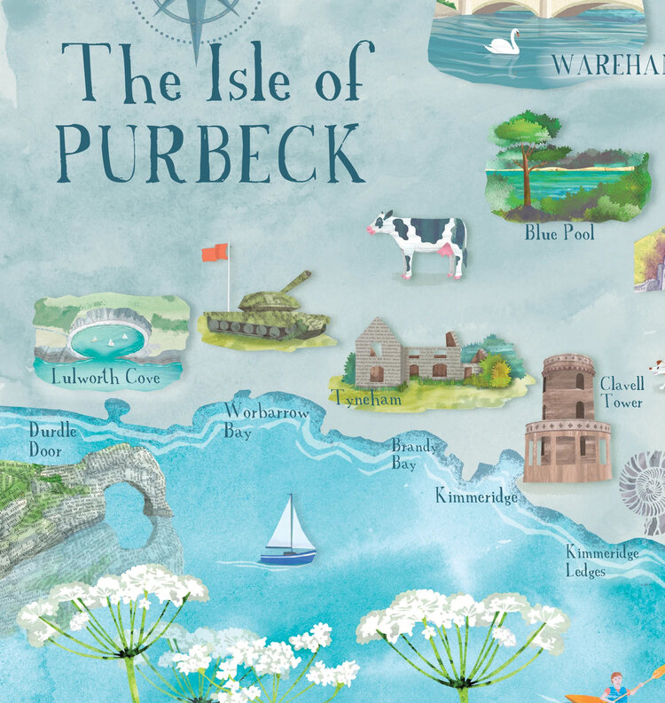 Maria Burns Purbeck Illustrated Map Print