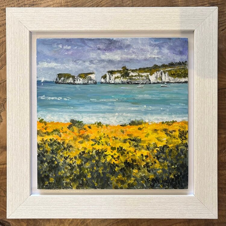 John Dimech 'Old Harry Rocks' Framed Original Acrylic Artwork