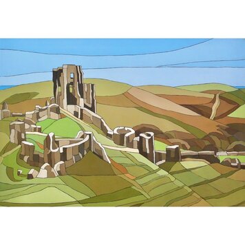 Caz Scott 'Looking East to Corfe Castle' Limited Edition Print