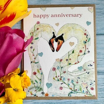 Jen Winnett Eco Artist ‘Happy Anniversary’ Swan Card