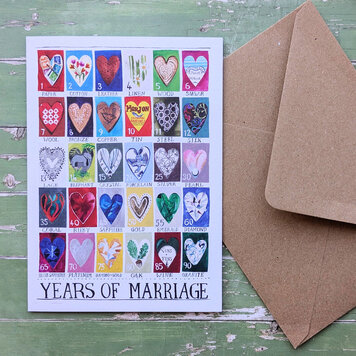 Driftwood Designs 'Years Of Marriage' Anniversary Art Card