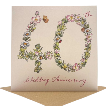 Ink and Snail 40th Wedding Anniversary Floral Card