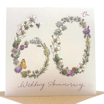 Ink and Snail 60th Wedding Anniversary Floral Card